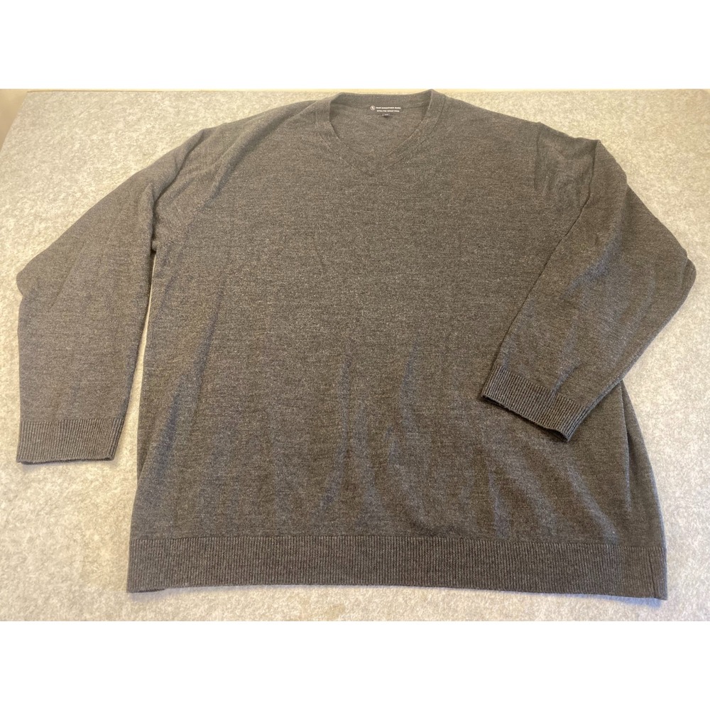 Hart Schaffner Marx Gray Extra Fine Merino Wool V Neck Pullover Sweater Men 3XT‎